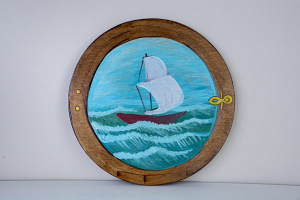 Lupanowe rękodzieło Obraz na drewnianej płycie „Statek z baśniowej opowieści” 3