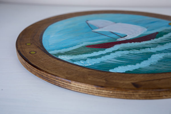 Lupanowe rękodzieło Obraz na drewnianej płycie „Statek z baśniowej opowieści” 4