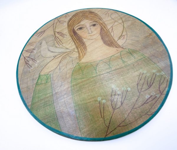 Lupanowe rękodzieło Anioł Pokoju – obraz na drewnie 2