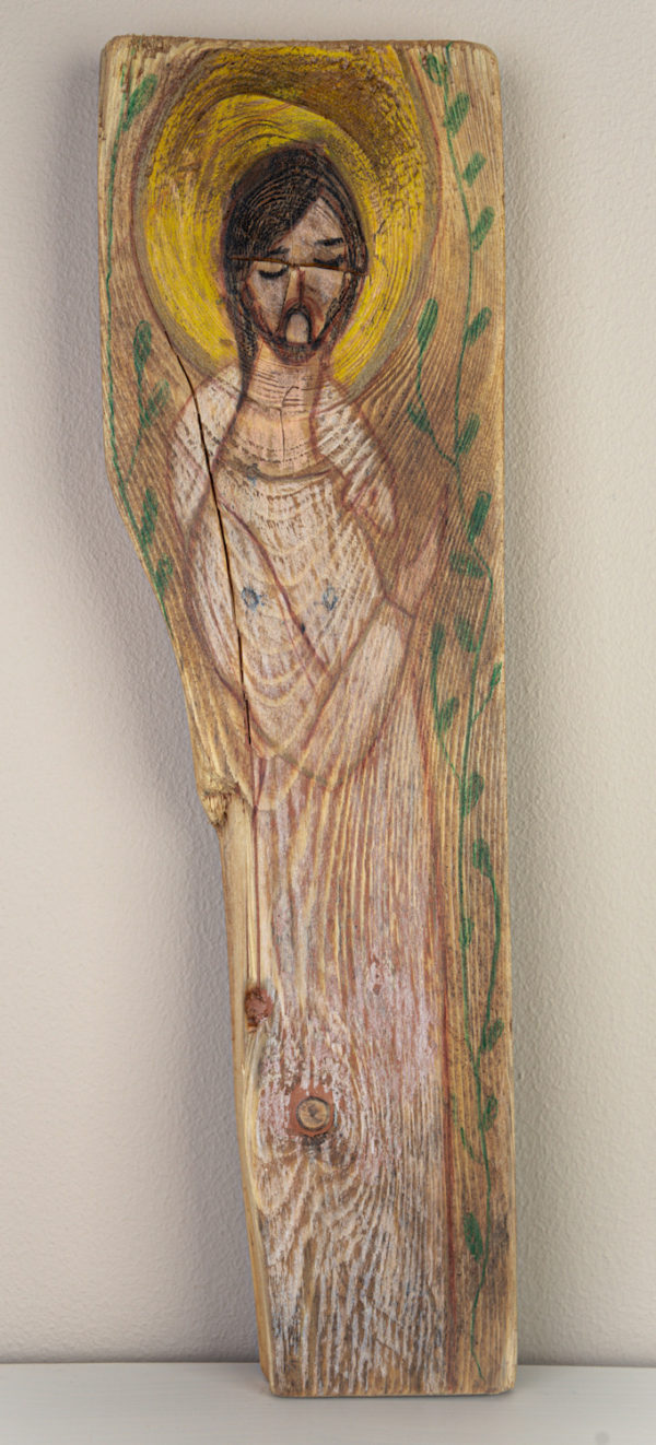 Lupanowe rękodzieło Jezus Dobry Pasterz i Serce Jezusowe – malunek na starym drewnie 3