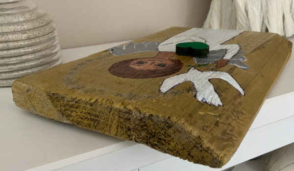 Lupanowe rękodzieło Anioł pokoju – malunek na starej desce 3