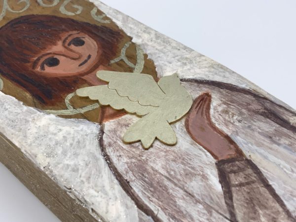 Lupanowe rękodzieło Aniołek malowany na drewnie – pamiątka Chrztu Świętego 2
