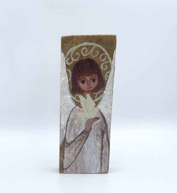 Lupanowe rękodzieło Aniołek malowany na drewnie – pamiątka Chrztu Świętego